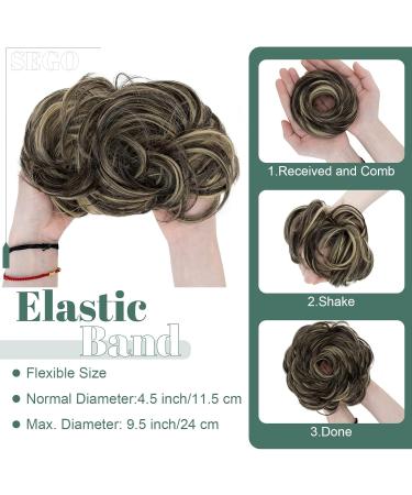 Buy Sego Large Hair Part with Rubber Band - Dark Brown & Golden Hair Tie for Women | Perfect for Ponytail Braid & Bun | 55g Hair Extensions - Buy Online on GoSupps.com