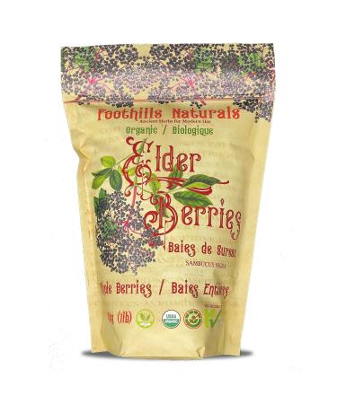 Foothills Naturals Elderberry Organic Whole - 454g / 1 Pound 200+ Servings
