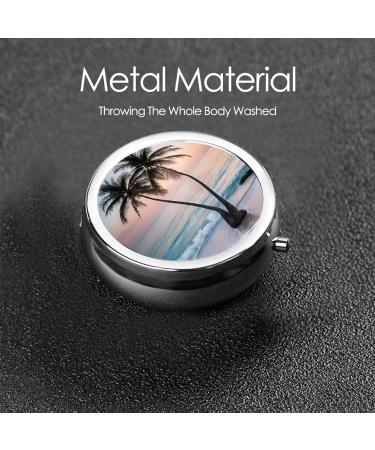 Sunrise Tropical Palm Tree Mini Round Pill Box | 3 Compartment Travel Pill Organizer | Portable Medicine Case for Home & Office - Buy Online on GoSupps.com