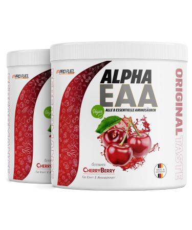 Alpha Eaa Powder 2x462g Cherry Berry - Incredibly delicious EAA drink powder all 8 essential amino acids vegan Eaas amino acids/amino workout drink optimal value made in germany cherry berry 924 g (2 Pack)