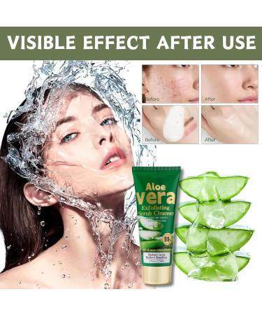 Aloe Vera Exfoliating Scrub Cleanser Aloe Vera Gel Face Wash Natural Acne Face Wash Face Wash For Men & Women Cream Cleanser For Acne Prone & Oily Skin Face Wash - Soothe Purify Facial Skin Care Green-Aloe Vera - Buy Online on GoSupps.com