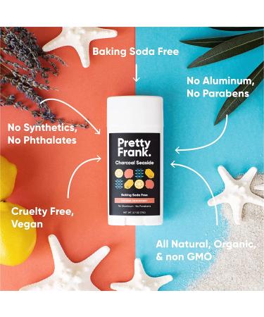 Pretty Frank Baking Soda-Free Charcoal Seaside Natural Deodorant Stick 2.7 Ounce - Aluminum-Free for Women, Men & Teens - Made with Organic Ingredients - Safe & Effective - Buy Online on GoSupps.com