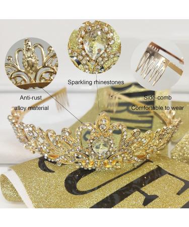 Birthday Queen Tiara and Sash Set - Glitter Crystal Rhinestone Birthday Party Favors - Buy Online on GoSupps.com
