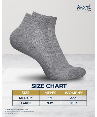 Pembrook Diabetic Ankle Socks - 6 Pairs, Low Cut Seamless Design for Men and Women | Large Size, Diabetic Socks in Black, White, and Gray - Buy Online on GoSupps.com