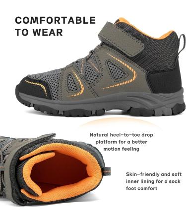 YESKIS Kids Trail Running Shoes | Slip Resistant Hiking Boots for Boys and Girls | Comfortable Sneakers for Little Big Kids | Brown Kids Hiking Shoes - Size 2 - Buy Online on GoSupps.com