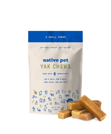 Native Pet Yak Chews for Dogs (Small, Medium, Large, and XL) - Pasture-Raised and Organic Yak Cheese Himalayan Churpi Chews for Oral Health - Long-Lasting, Low Odor, & Protein Rich 5 Count (Pack of 1)