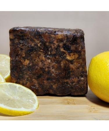 Aroma Depot Lemon Raw African Black Soap 8 oz - 100% Natural Handmade Soap for Acne Eczema Psoriasis & Scar Removal - Best Face & Body Wash - Buy Online on GoSupps.com