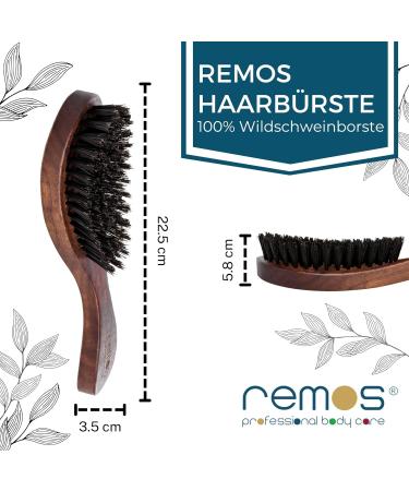 REMOS Wild Boar Bristle Hairbrush - Walnut Wood Wide Handle for Effortless Styling - Buy Online on GoSupps.com