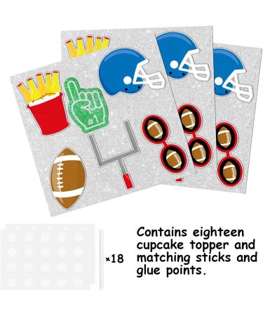Dessert Cupcake Topper Rugby Ball Super Bowl Touchdown Sport Game Day Theme Decor Supplies Men Boys Happy Birthday Party Decorations set 18pcs Glitter - Buy Online on GoSupps.com