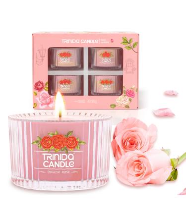 TRINIDa Candles Gifts for Women 17 Variants Scented Candles Gift Set for Emotional Relaxation 4 Pink Multi Scented Filled Votive Candles (Rose Garden Collection) Pink - Rose Garden