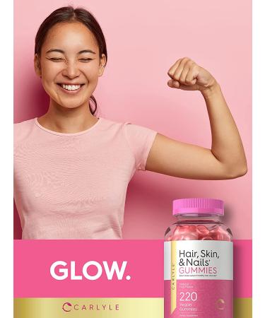 Carlyle Hair Skin and Nails Gummies | 220 Count | Fruit Flavor Vitamins with Biotin | Non-GMO Vegan Gluten-Free - Buy Online on GoSupps.com