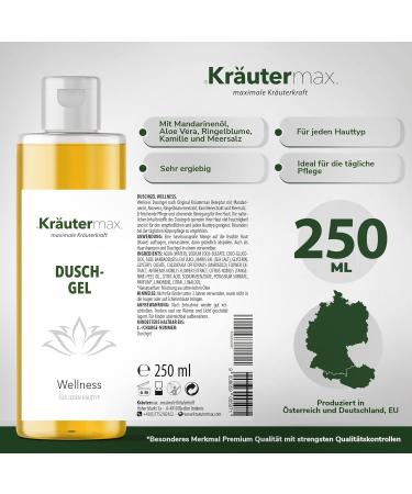  Kr utermax. Wellness Natural Cosmetic Shower Gel Also Used as Shampoo with Mandarin Oil and Aloe Vera Gel 1 x 250 ml - Buy Online on GoSupps.com