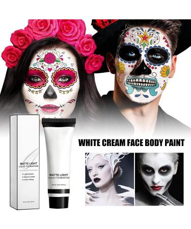 White Face Makeup | Liquid Foundation | 37ml Long-Lasting Smudge-Resistant Matte Finish for Adults and Children Parties Christmas Halloween Stage Cosplay - Buy Online on GoSupps.com