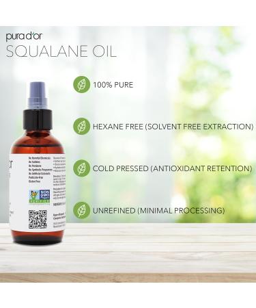 PURA D'OR 3.38 Oz Squalane Oil - Non-GMO 100% Pure & Natural - Moisturizer For Face Hair And Body - Vegan Cruelty-Free with Anti-Aging Benefits - Men & Women - Travel Size - Buy Online on GoSupps.com