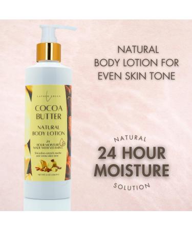 Lather Green - Cocoa Butter Natural Body Lotion Smooths Stretch Marks Deep Hydration 24-Hour Moisture 8 oz - Buy Online on GoSupps.com