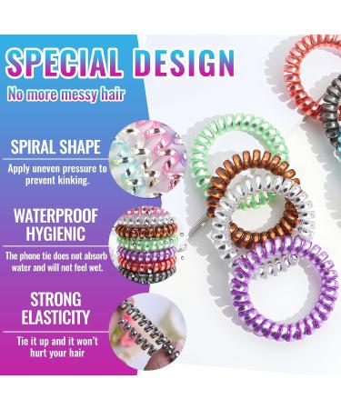 10 Pcs Spiral Hair Bobbles - Elastic Telephone Cable Hair Ties for Women & Girls - Traceless Assorted Colors - Buy Online on GoSupps.com