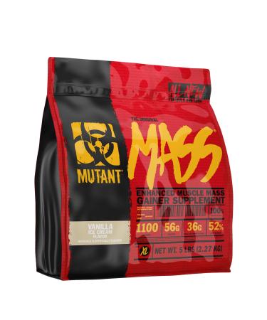 Mutant Mass Weight Gainer Protein Powder  Build Muscle Size and Strength with 1100 Calories  56 g Protein  26.1 g EAAs  12.2 g of BCAAs  5 lbs  Vanilla Ice Cream Vanilla Ice Cream 5 Pound (Pack of 1)