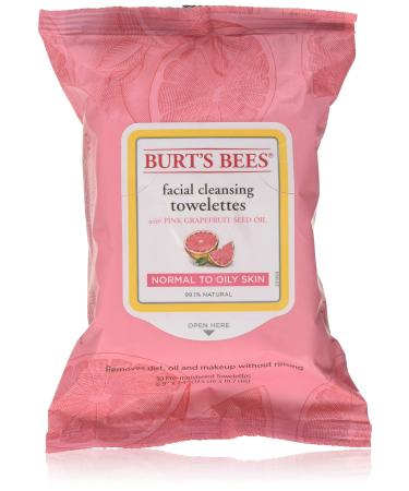 Burt's Bees Facial Cleansing Towelettes Pink Grapefruit 30 ea (Pack of 2)