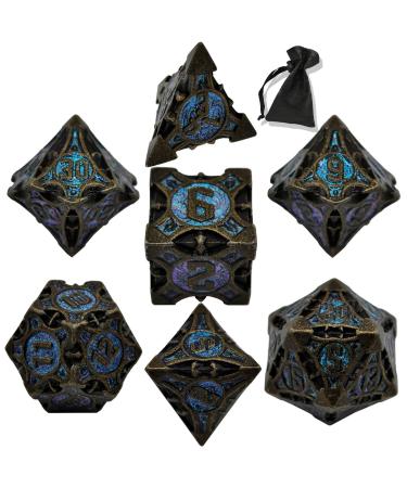 GIUADKXD Metal DND Dice Set - D&D Dungeons and Dragons Dice Set Trpg Board Game Polyhedron MTG Dice Set D20 Dice Game Accessories(Rolling Blue) Gunlan-1