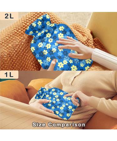 Naanle Yellow Flowers Hot Water Bottle 1L - Warmth & Cold Therapy with Transparent Cover - Ideal for Bed Hand and Foot Pain Relief - Buy Online on GoSupps.com