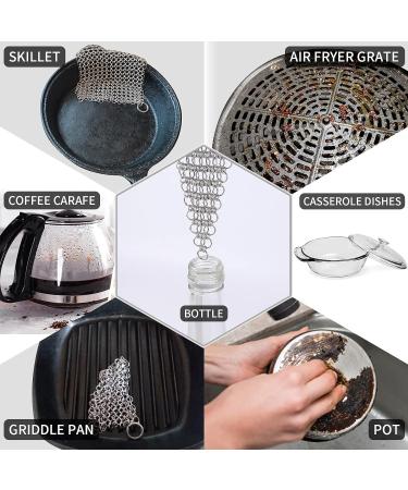 Herda 2Pack Cast Iron Cleaner Stainless Steel Chain Mail Scrubber for Pan Pot Dutch Ovens Wok Grill Pan - 4 Inch - Buy Online on GoSupps.com