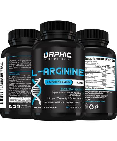 Extra Strength L Arginine Supplement for Muscle Health, Exercise Performance, Vascularity, and Heart Health - 60 Caps - Buy Online on GoSupps.com