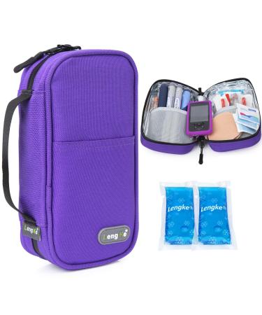 Youshares insulin cooling bag with 2 cooling packs - 21 * 11.5 * 6cm but large capacity medication Etui For diabetics keep the stocks safe and cold diabetes bag (purple) y10 -purple