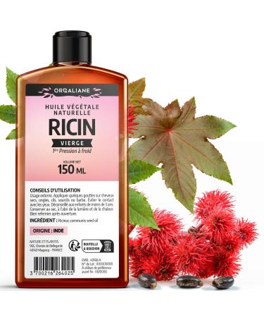 Castor Oil 150 ml Orgaliane Pure and Natural Beard Hair Eyelashes Nails Skin.
