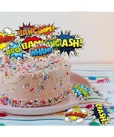 SuperHero Boom Cupcake Toppers - 48 Pack, Kids Birthday Party Decorations & Supplies - Buy Online on GoSupps.com