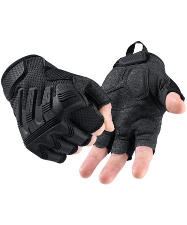 YOSUNPING Tactical Gloves Touchscreen for Riding Motorcycle Hunting Cycling Half Finger Black X-Large