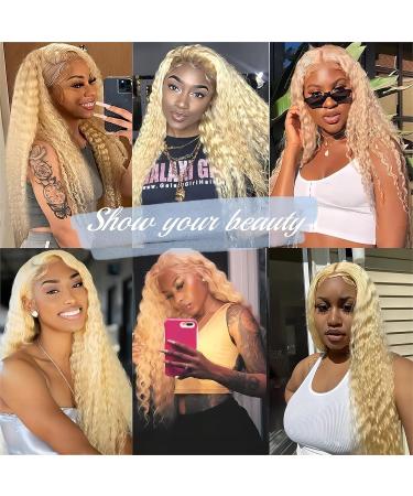 ELISHEVA 613 Deep Wave Blonde Lace Front Wig | 20 Human Hair 180% Density | Pre Plucked with HD Lace Frontal for Women - Buy Online on GoSupps.com