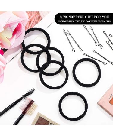 60 Black Seamless Hair Ties & Bobby Pins Set with Box - No Metal Ponytail Holders for Thick, Heavy, and Curly Hair - Buy Online on GoSupps.com