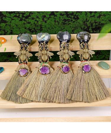 Broom Pendant | Natural Small Wiccan Ritual Broom Cute Car Pendant Handmade Crystal Wand Points Broom Miniature Home Decor for Halloween Decoration Frifer - Buy Online on GoSupps.com