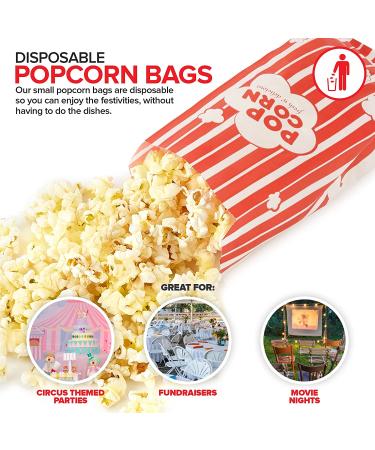 1 oz Disposable Popcorn Bags (100 Pack) - Red & White Striped Carnival Snack Bags - Perfect for Movie Theaters - Stock Your Home Classic - Buy Online on GoSupps.com