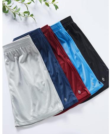 5 Pack Boys Athletic Shorts - Youth Basketball Apparel Set with Pockets - Large Size - Buy Online on GoSupps.com