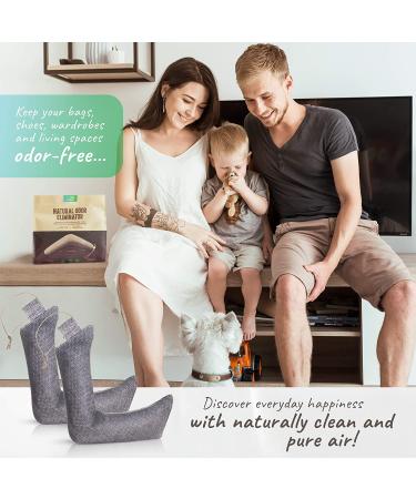 AirClear Bamboo Charcoal Shoe Deodorizer Bags - 4 Pack 3.5oz/100g | Natural Fresh Air Purifier for Shoes, Bags & Clothes | Eliminate Odors & Harmful Particles | Grey Color - Buy Online on GoSupps.com