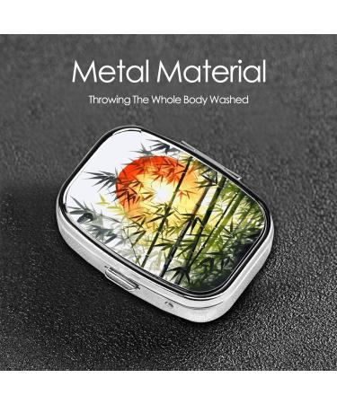 Bamboo Trees Sun Printing Pill Case | Cute 2 Compartment Travel Pill Box Organizer for Purse & Gifts - Buy Online on GoSupps.com