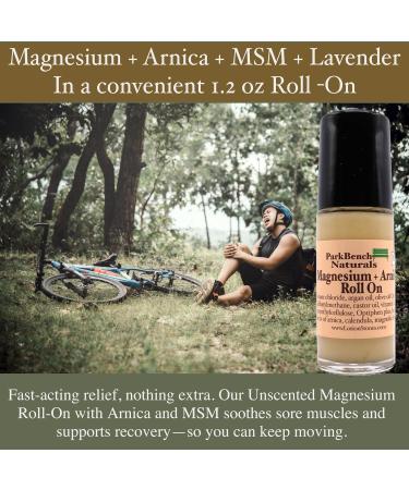 Park Bench Naturals Magnesium Roll-On with Arnica and MSM Unscented Natural Relief Formula 1.2 oz Glass Bottle Made in USA - Buy Online on GoSupps.com