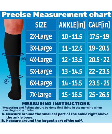 Extra Wide Calf Compression Knee Hi Socks 20-30mmHg - 2XL-7XL Plus Size Black - Buy Online on GoSupps.com