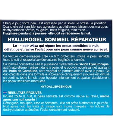 Mixa Expert Sensitive Skin - Hyalurogel Night - Moisturizing Cream-Mask - Restorative Sleep - 50 ml - Buy Online on GoSupps.com