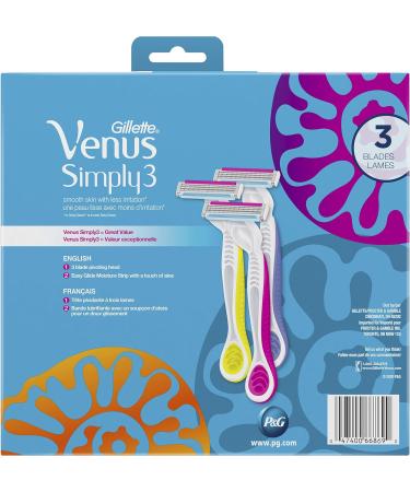 Venus Simply3 Women's Disposable Razors 12 Count 1 count (Pack of 1) - Buy Online on GoSupps.com
