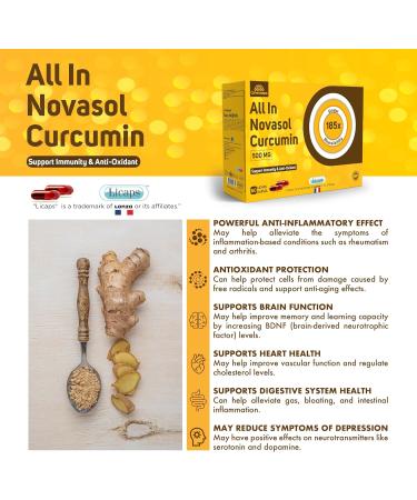Camrusepa All in Novasol Curcumin Herbal Supplement Advanced Curcumin Formula Enhanced Absorption Licaps Capsules Supports Antioxidant Immune & Cellular Health | 60 Capsules - Buy Online on GoSupps.com