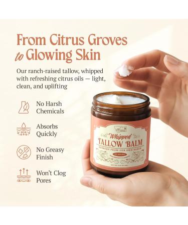 Reminisce Angus Ranch Beef Tallow Skin and Face Balm 100% Grass Fed Whipped Tallow Balm Natural Manuka Honey Infused Face Moisturizer Made in the USA Grapefruit and Lemon 2.67 oz - Buy Online on GoSupps.com