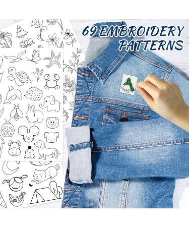 69 Pcs Stick and Stitch Embroidery Designs Paper Sewing Stabilizers - Flower Plants Theme | Hand Wash Tear Away Water Soluble Sticky Stabilizer for Hand Sewing Enthusiasts - Buy Online on GoSupps.com