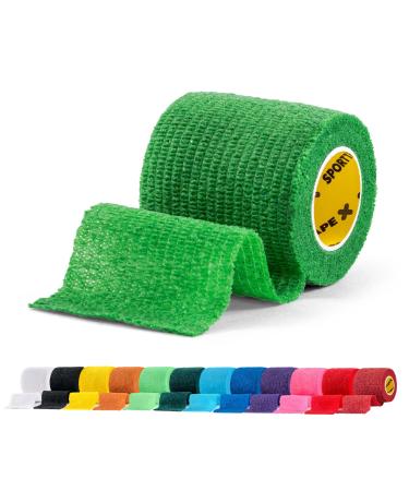 SPORTTAPE Self-Adhesive Football Sock Tape | 5cm x 4.5m - Green | Cohesive Bandage Sock Wrap Shin Pad Tape | Goalkeeper Wrist Tape & Football Ankle Tape | Pet & Vet Wrap for Dogs Horse - Single Roll Green 5x450 cm (Pack of 1)