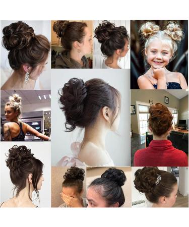 Uleeso 1 PCS Messy Bun Hair Dish Donut Scrunchie Hair Piece Curly Wavy Synthetic Chignon Updo Ponytail Extensions for Women Girls (4# Black Brown) - Buy Online on GoSupps.com