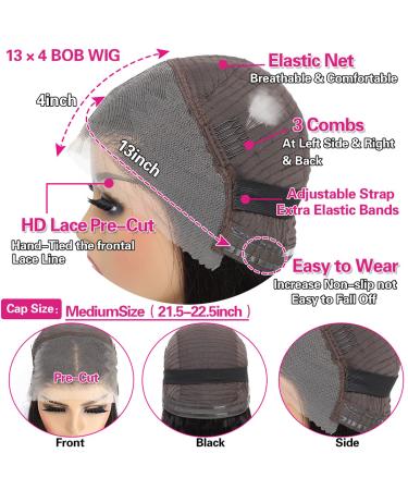 Ustylish 13x4 HD Lace Front Bob Wig Human Hair 180% Density for Black Women 12 inch - Natural Color - Buy Online on GoSupps.com