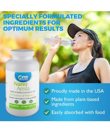 One Planet Nutrition Nano Amla 500 mg Veggie Capsules (120 Servings), Amla Fruit Extract, High in Vitamin C for Collagen Production & Immune Support, Non-GMO, Vegan, Gluten-Free Capsule 500 mg - Buy Online on GoSupps.com