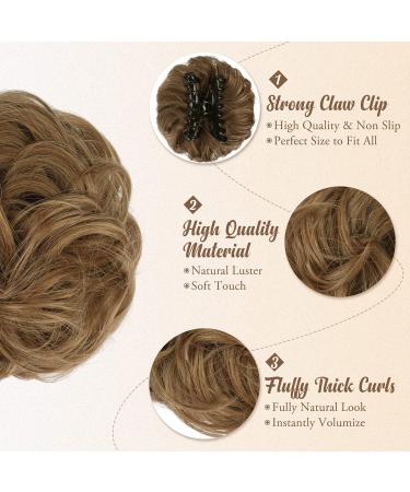BARSDAR Claw Clip Messy Bun Hairpiece | Synthetic Hair Scrunchie Extension | Sandy Blonde/Caramel Brown | Updo Donut Chignon - Buy Online on GoSupps.com