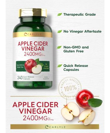 Carlyle Apple Cider Vinegar Capsules | 2400mg | 240 Count | Non-GMO Gluten Free Supplement 240 Count (Pack of 1) - Buy Online on GoSupps.com